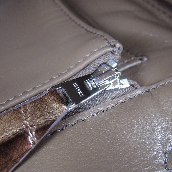 High Quality Fake Hermes Birkin 35CM Fish Veins Leather Bag Coffee 6089